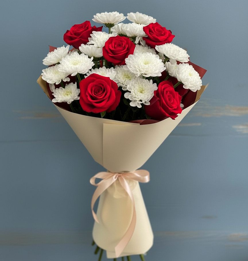 Букет цветов из: Розы и Хризантемы в Выкса