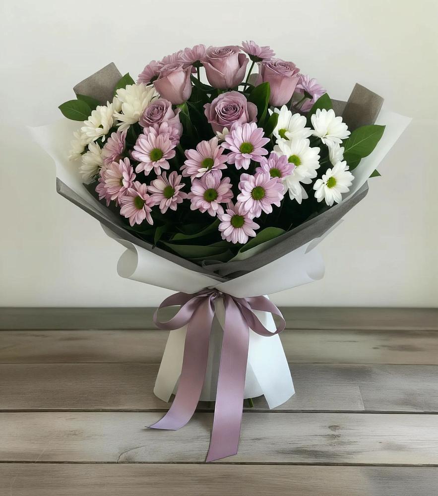 Букет цветов из: Хризантемы и Розы в Выкса