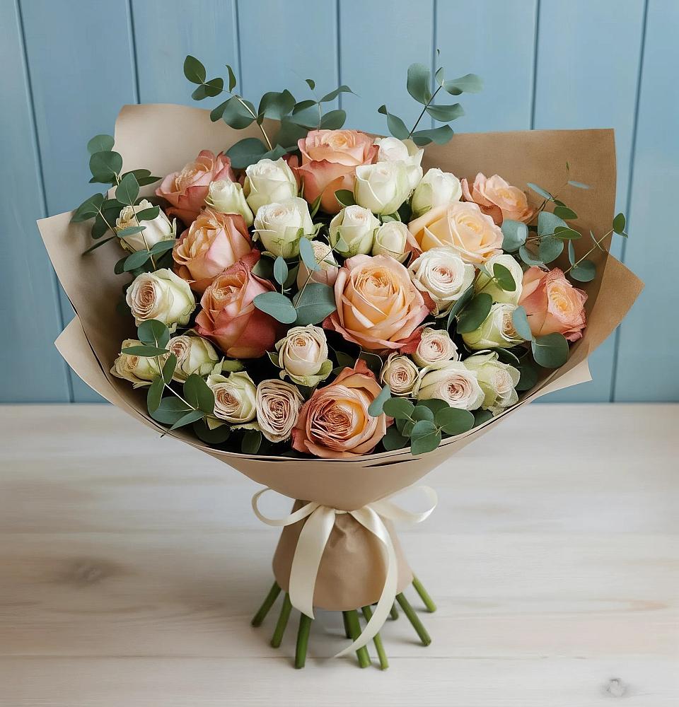 Букет цветов из: Альстромерии и Розы в Выкса