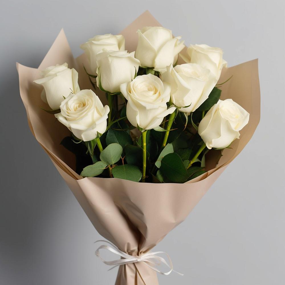 Букет 9 Белых роз Эдлесс Лав в Выкса