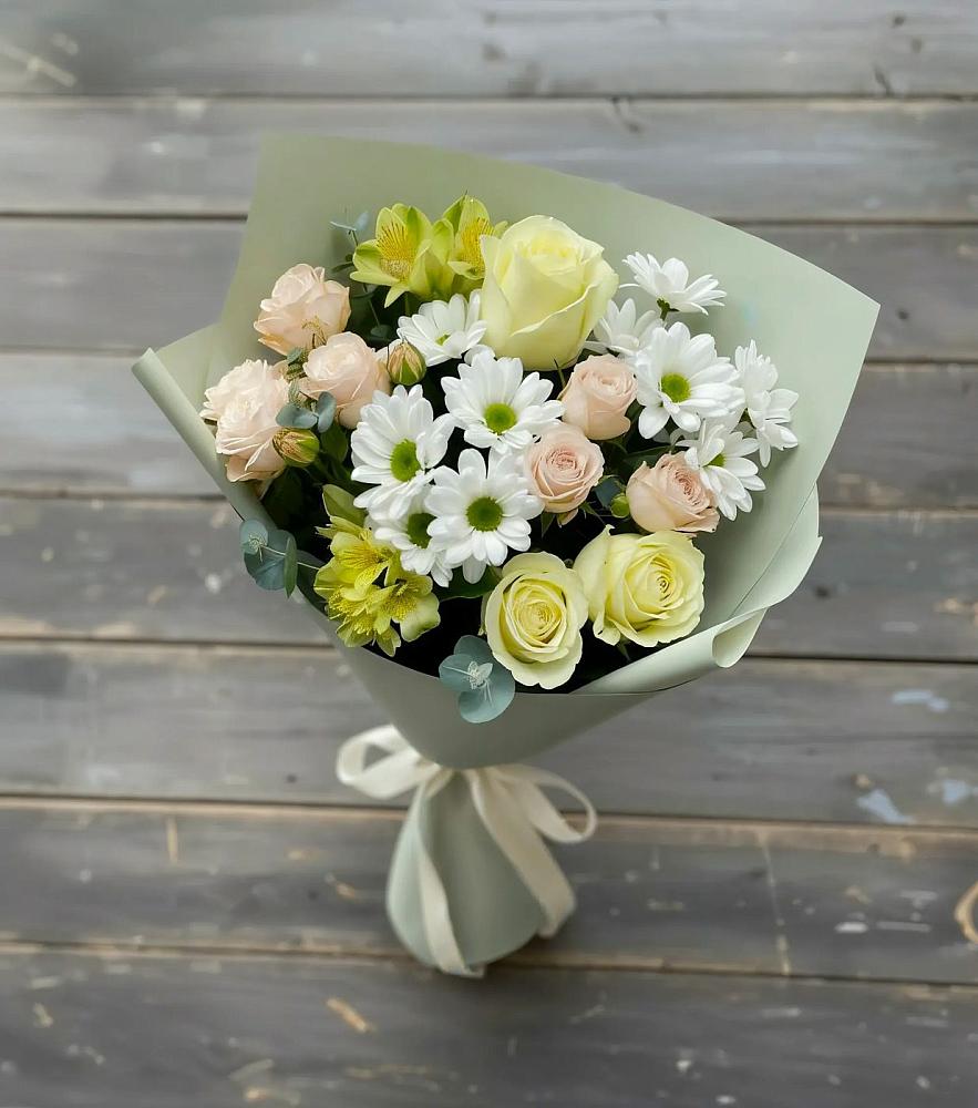 Букет цветов из: Альстромерии, Розы и Хризантемы в Выкса
