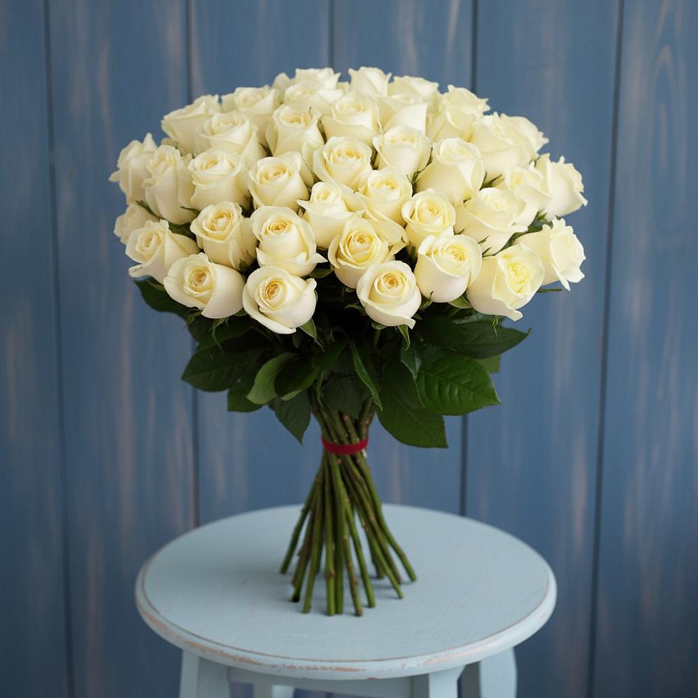Букет 51 Белая роза Эдлесс Лав в Выкса
