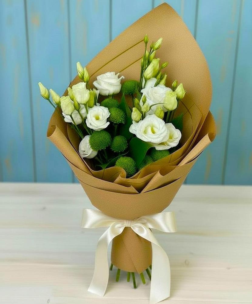 Букет цветов из: Хризантемы и Лизиантусы в Выкса