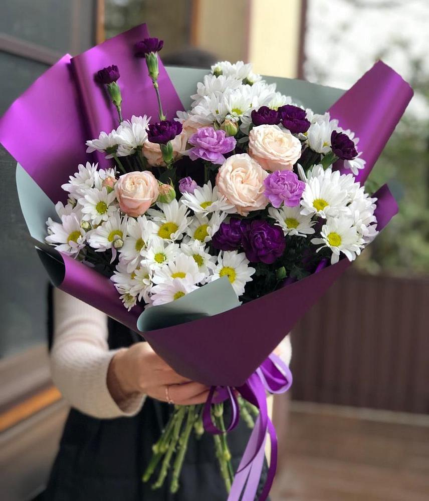 Букет цветов из: Хризантемы, Гвоздики и Розы в Выкса