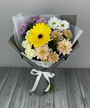 Букет цветов из:  Розы, Герберы и Хризантемы в Выкса