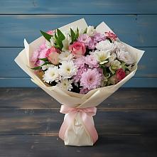 Букет цветов из:  Хризантемы, Альстромерии и Розы в Выкса