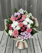 Букет цветов из:  Альстромерии, Гвоздики, Розы и Хризантемы в Выкса