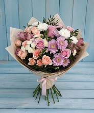 Букет цветов из:  Хризантемы, Розы и Альстромерии #REPLACE_PRED# Выкса