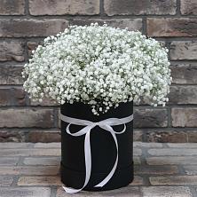Цветочная композиция из Гипсофила в шляпной коробке в Выкса